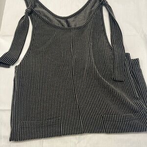 Striped Black and White Sleeveless Shorts Romper Size Small